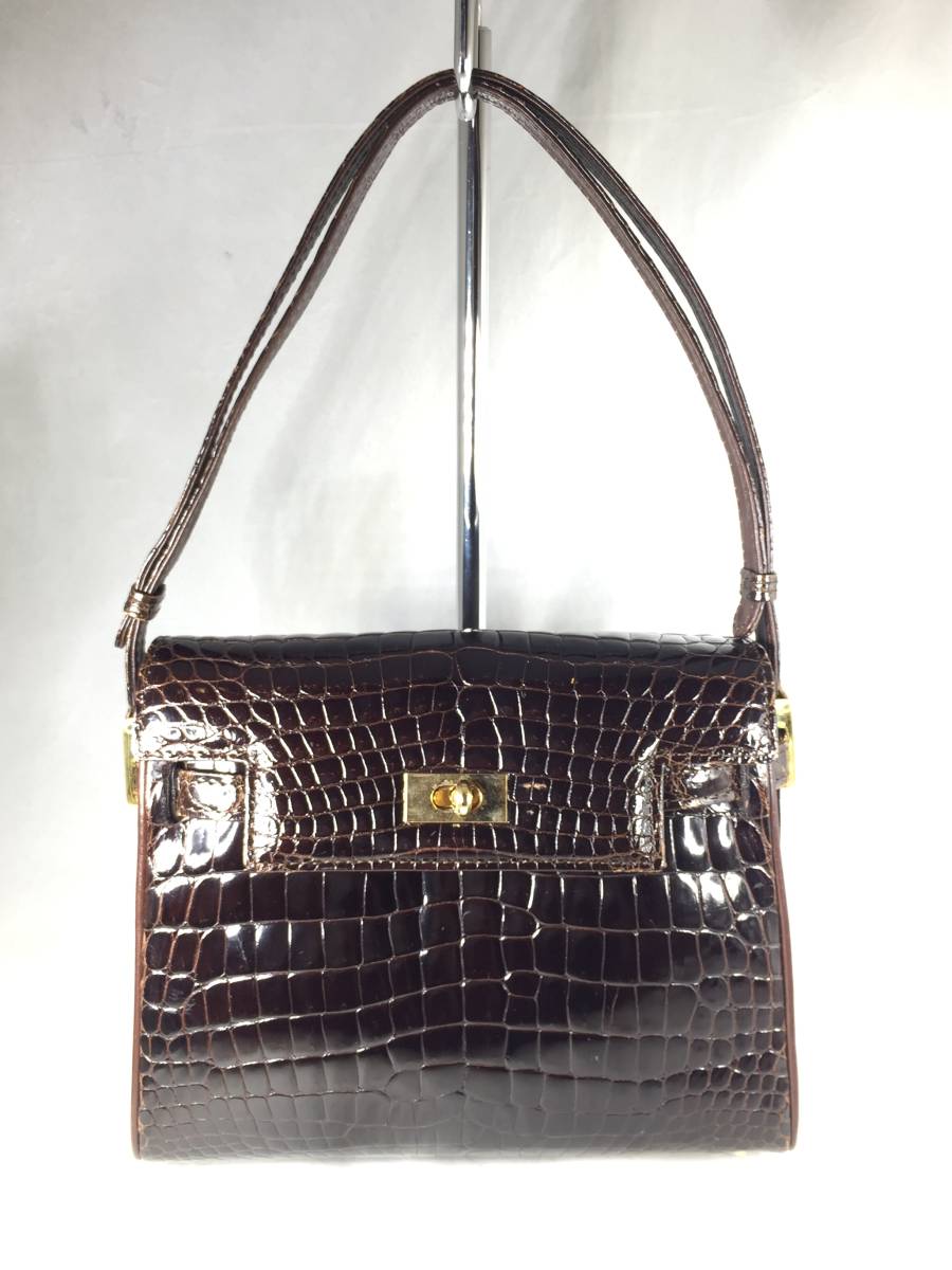 中古 【SANTA MARIA】サンタマリア『クロコダイル ハンドバッグ 
