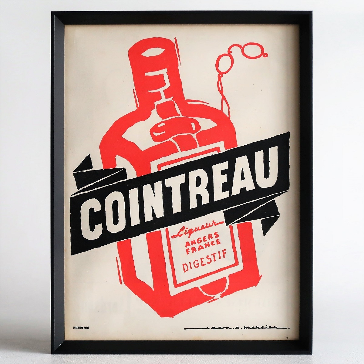 【定番】 COINTREAU コアントロー 1957年 リキュール Jean-Adrien Mercier レッド フランス ヴィンテージ 広告 額装品 アートフレーム アンティーク(その他)｜売買されたオークション情報、yahooの商品情報をア その他