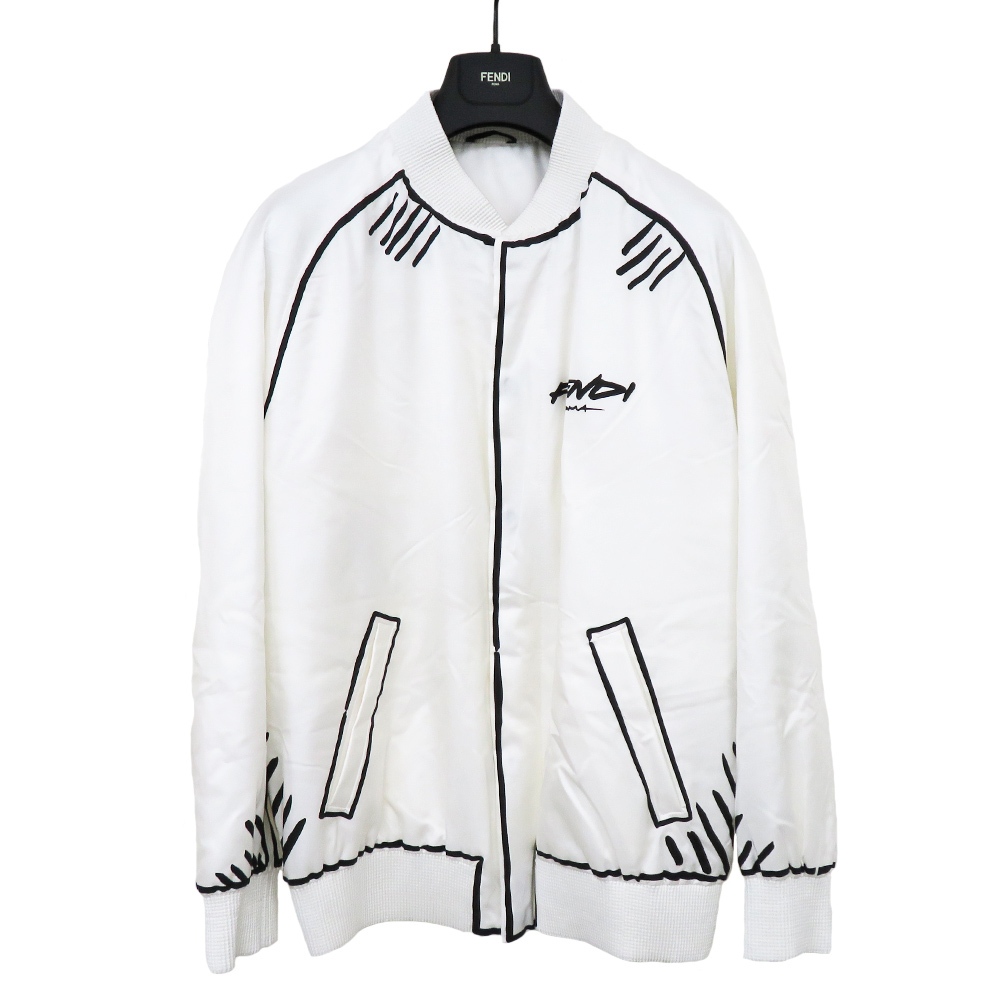 【名古屋】フェンディ カリフォルニアスカイ FW0245AC8Y 46 ブルゾン MA-1 MA1 ホワイト 白 上着 ジャケット 未使用