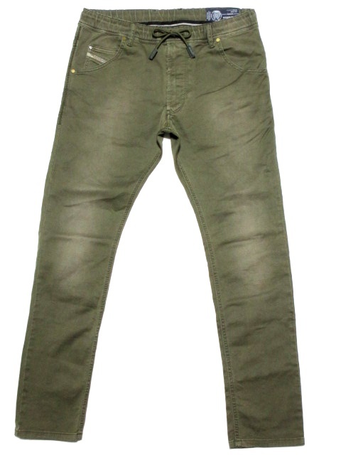 即決 美品 モスグリーンカーキ カラージョグジーンズ DIESEL KROOLEY 