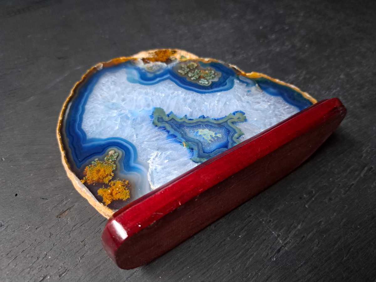 瑪瑙 断面 輪切り 原石 鑑賞石 飾り石 置物 メノウ 2点 まとめ売り