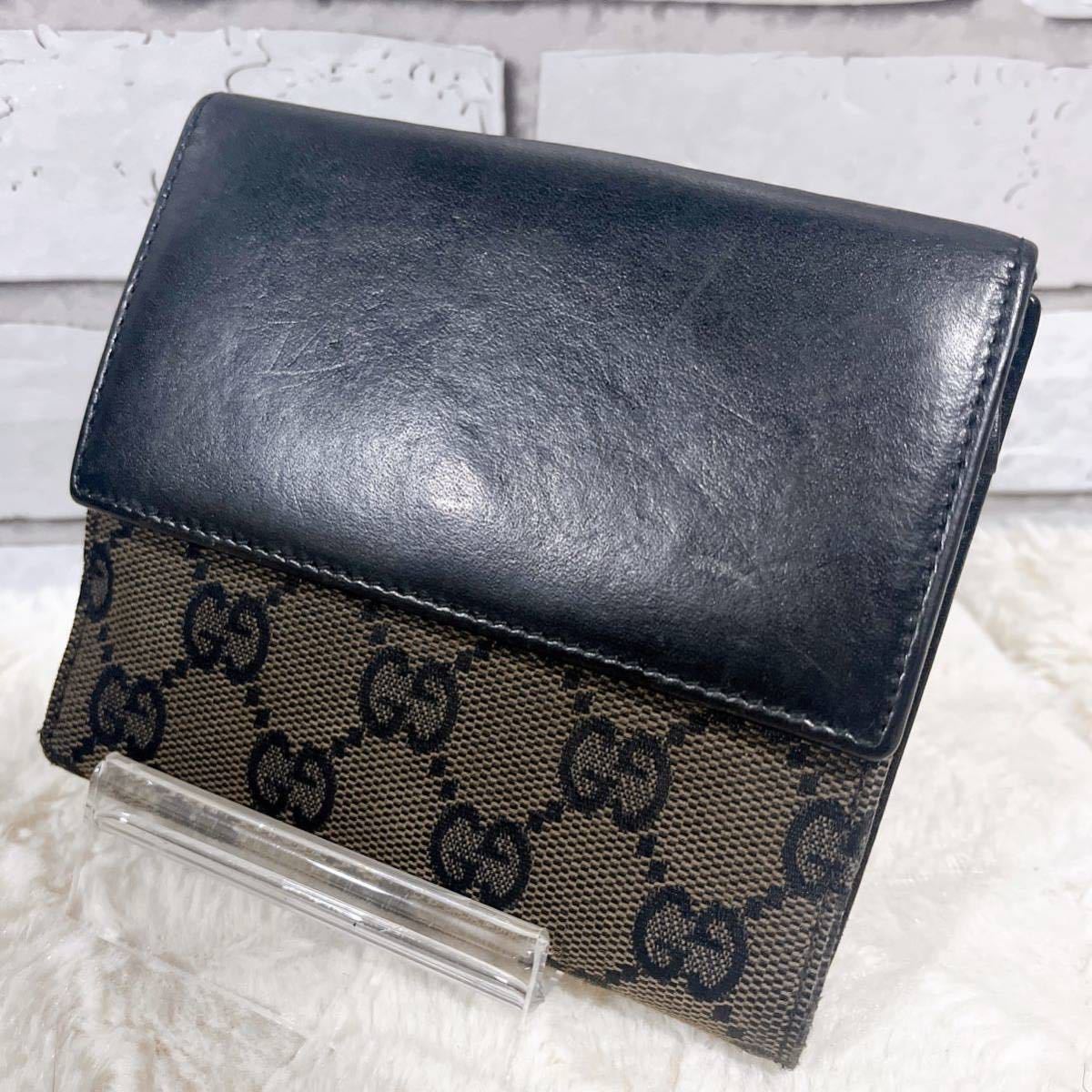 美品‼️ グッチGUCCI 二つ折り財布 シマレザー シェリーライン