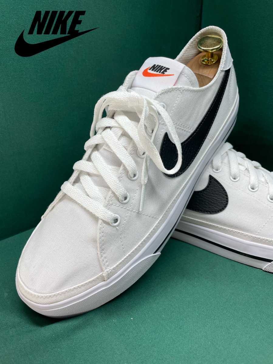 名機降臨！衝撃のコレクション！未使用品！ナイキ【コートレガシーCNVS】高級ローカットスニーカー！ホワイト×ブラック 27.5cm/US9.5