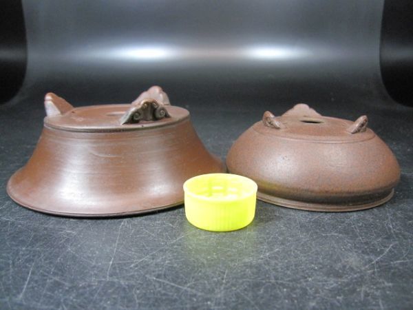 あ6/　美芸　　常滑　（平田美芸）　紫泥2点セット　　90㍉丸　123㍉丸