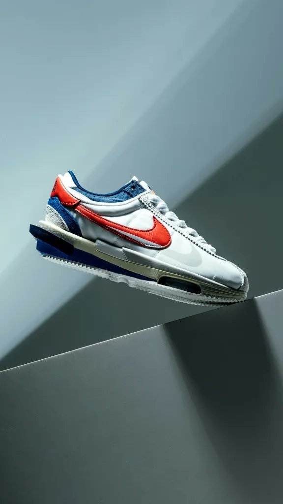 新品 正規 NIKE × SACAI ZOOM CORTEZ WHITE UNIVERSITY RED [US9.5