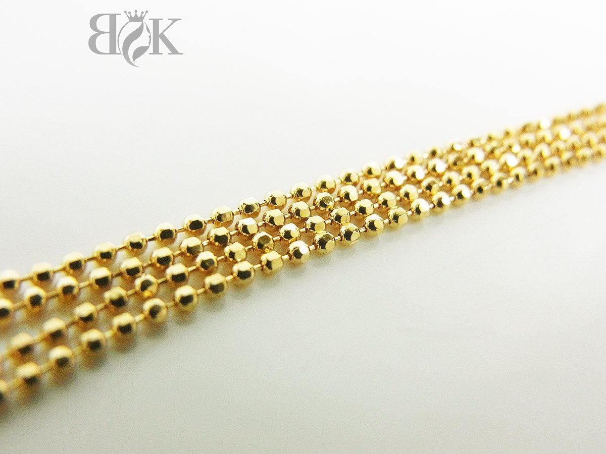 K18 カットボール チェーン ネックレス 約2.2g 長さ：約40.5cm 幅：約 