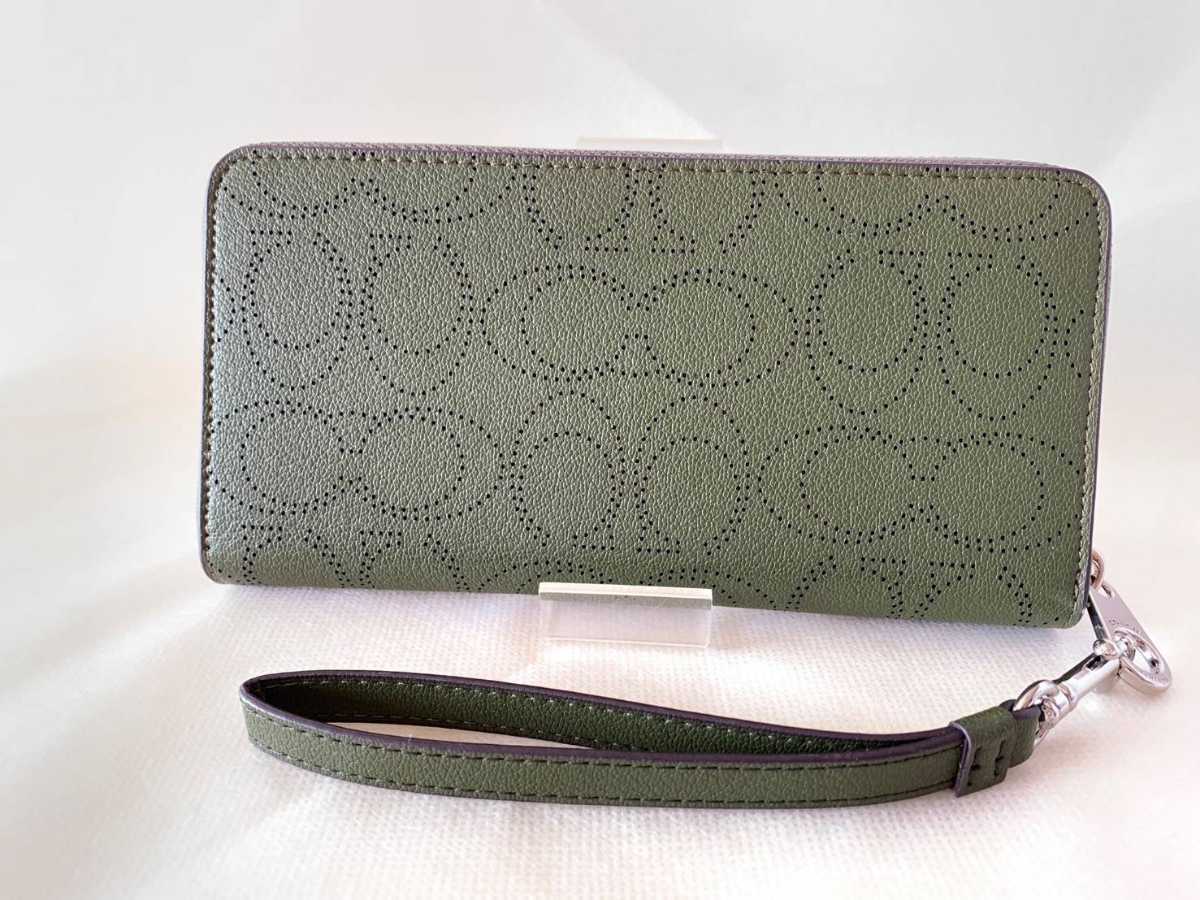 新品未使用】COACHコーチ長財布 C4715 パンチンググリーン 緑 ラウンド 