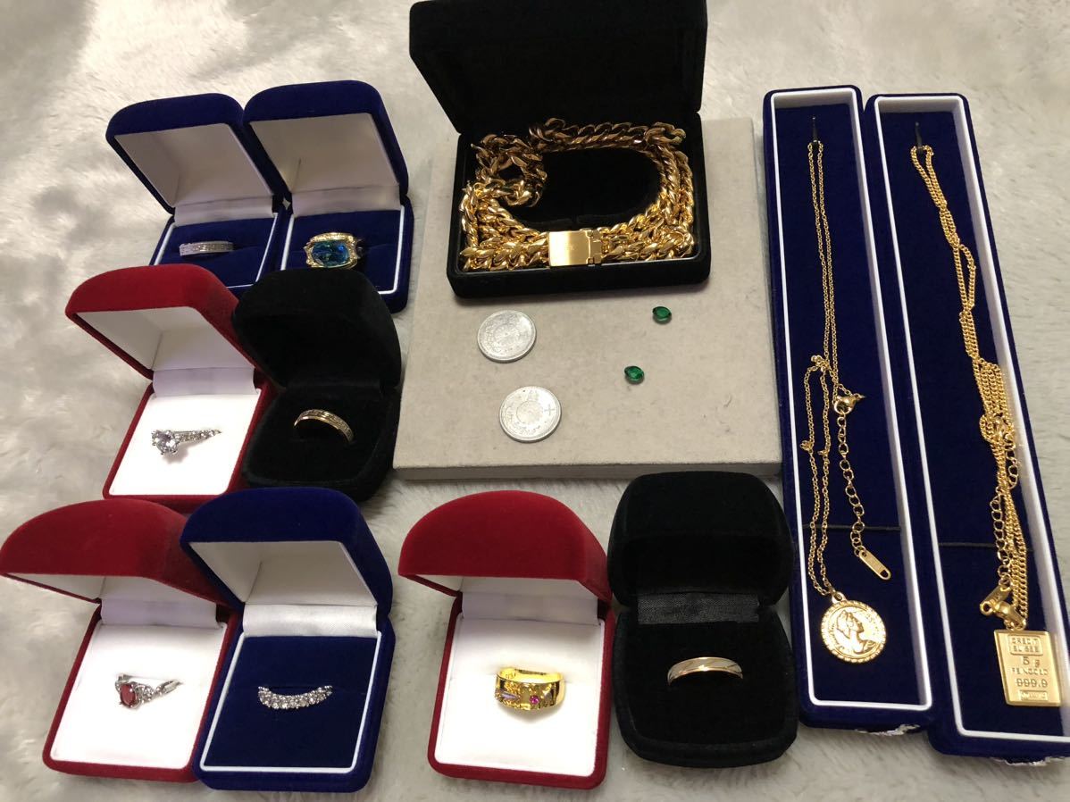 1円スタート 家財整理品 アクセサリー 整理品 まとめて ケース付き ネックレス エリザベス リング コイン 指輪 喜平　