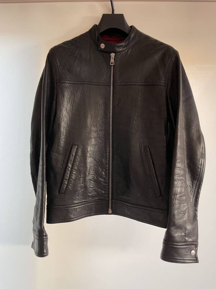 GUCCI レザージャケット 羊革 ライダースジャケット 黒 ブラック 46 M