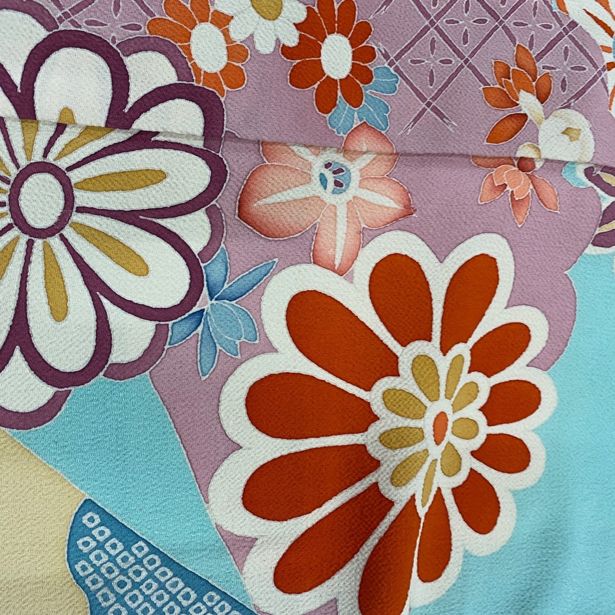 袷 M 付下げ 袷正絹着物 164.5cm 桜 訪問着 秀品 熨斗 花