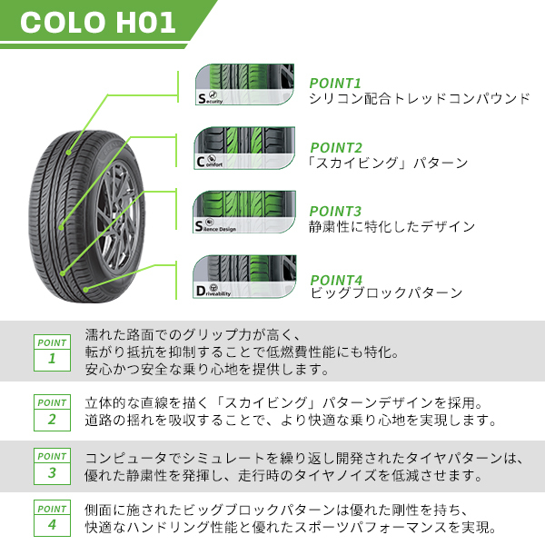 2本セット 185/60R16 新品サマータイヤ GRENLANDER COLO H01 185/60/16