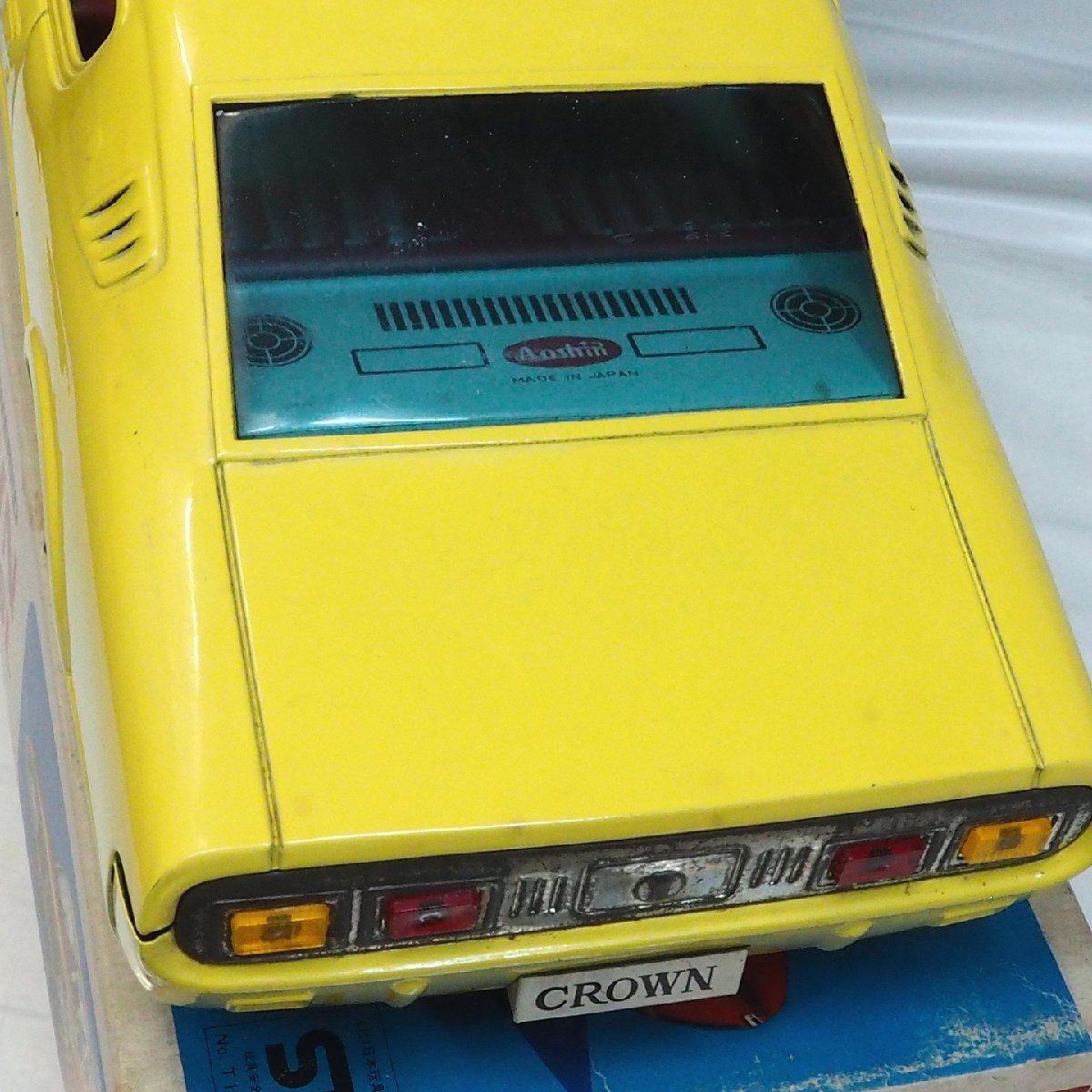 アオシン トヨタ クラウンHT SLパトカー電動走行tinブリキtoy箱付car