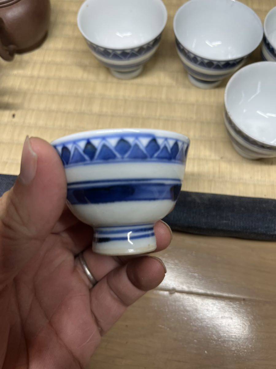 中国古玩 唐物 煎茶道具 成化年製 款 染付 青華 煎茶