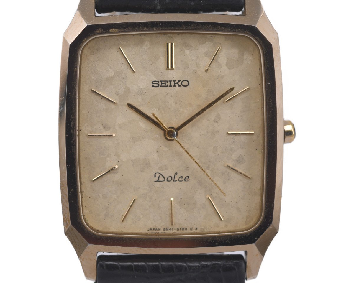 Dolce 8N41-5130 Seiko Tungsten Carbide Tank Gold Quartz Dial WTS 