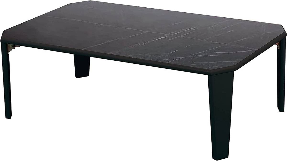 武田コーポレーション ちゃぶ台・折りたたみ・ローテーブル ブラック 90×60×33cm フロアーテーブル90 大理石柄 T1-FTD90BK/R5I1M001