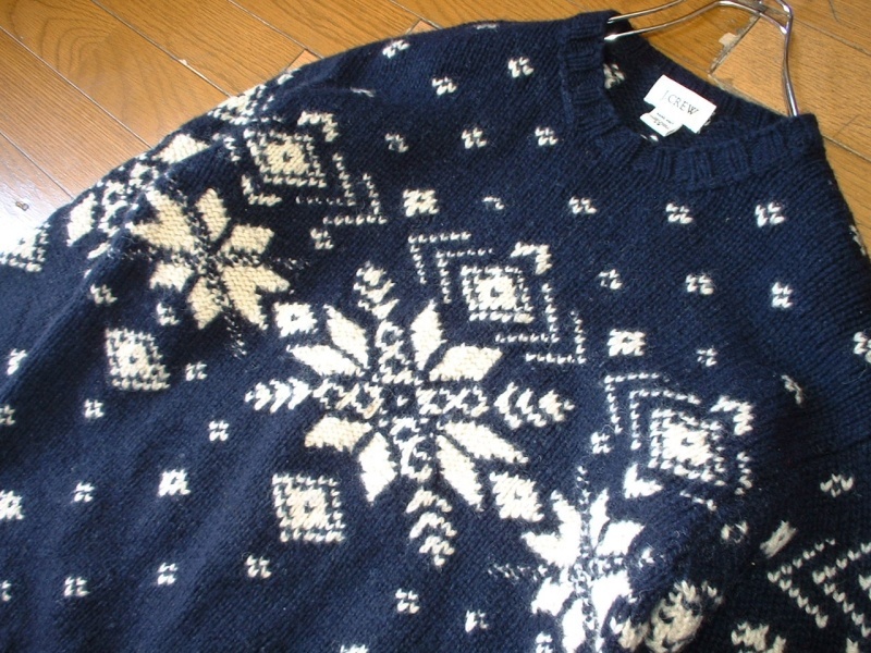 J.CREW HAND KNITノルディックセーターXS(JPN-M程)雪柄フェアアイル 