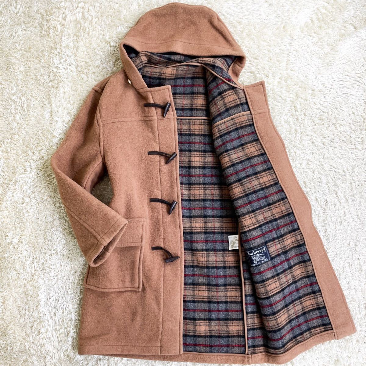 バーバリー 美品　ダッフルコート キャメル 90 定番人気 ノバチェック 希少XLサイズ相当!!バーバリー『漂う風格』BURBERRY ダッフルコート