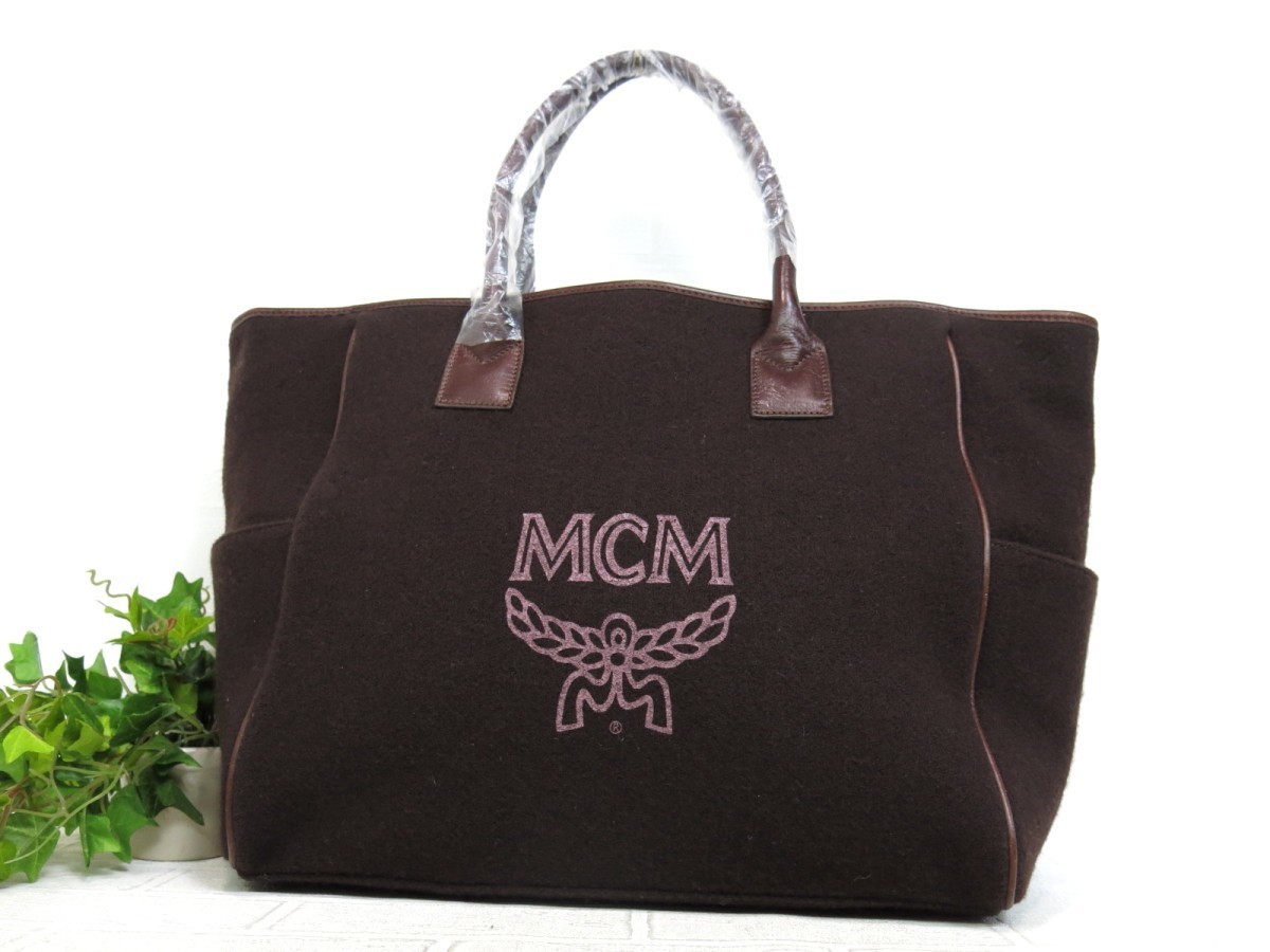 MCM エムシーエム◇ウール カーフ レザー 本革◇トート バッグ 