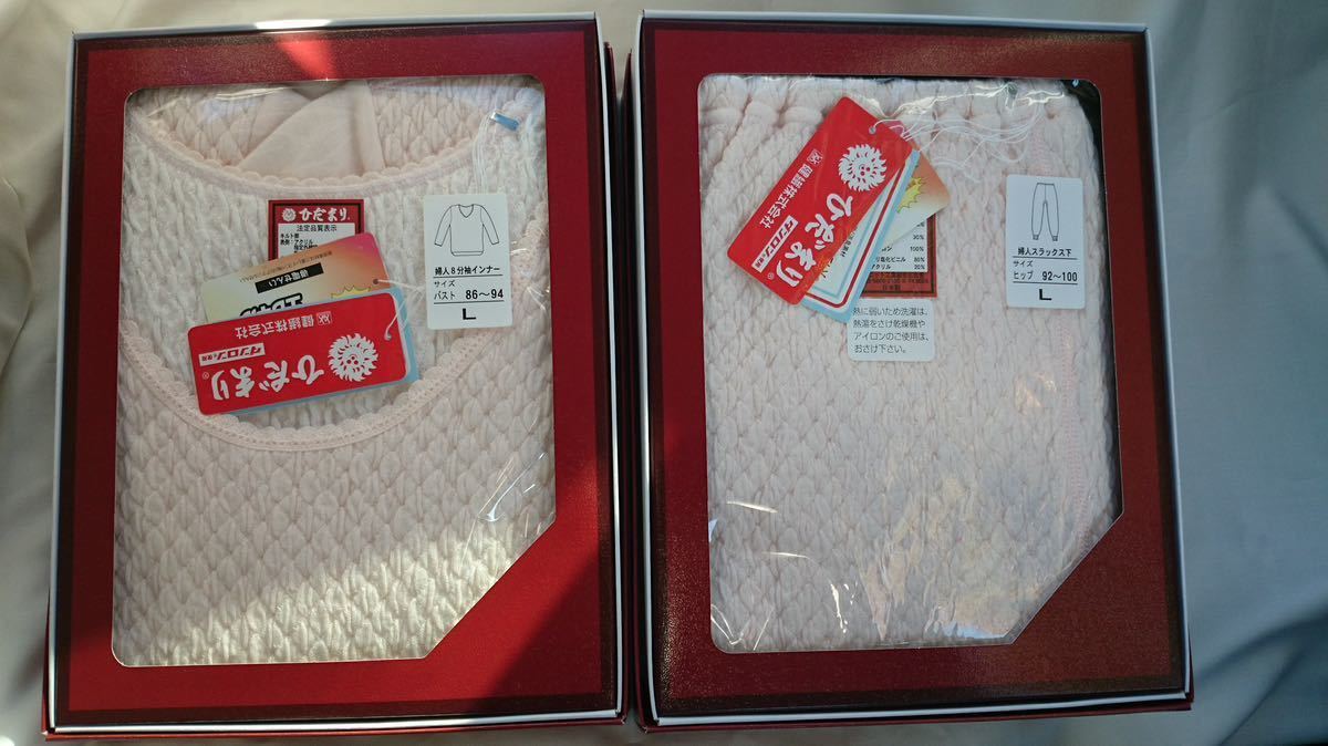 送料無料 新品 即決 婦人健康肌着 ひだまり極 L寸 上下セット