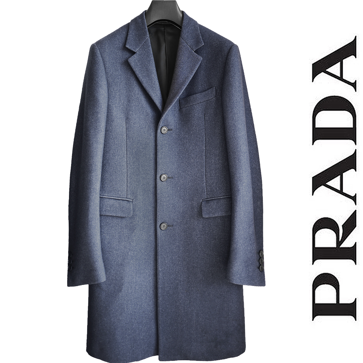 正規品 プラダ PRADA ウールメルトン チェスターコート ジャケット 