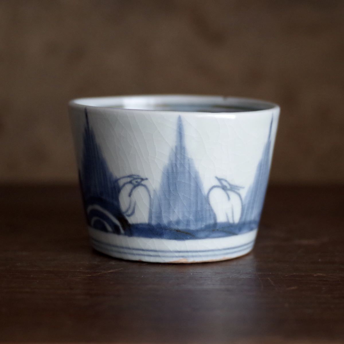 古伊万里 蕎麦猪口 江戸後期 ☆ 蛇の目高台 酒器 ぐい呑 茶道具 向付
