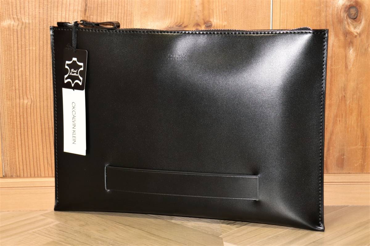 未使用】 Calvin Klein PLATINUM ☆ ダイス レザー クラッチバッグ 