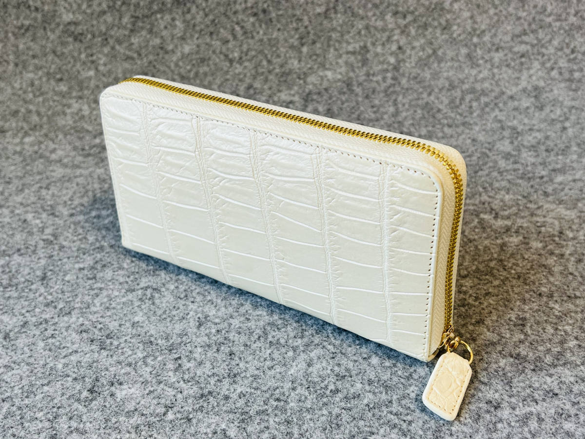 【クロコダイル】高級ワニ革　長財布　☆新色・限定品☆　表面パール加工　小銭入れ付き　男女兼用
