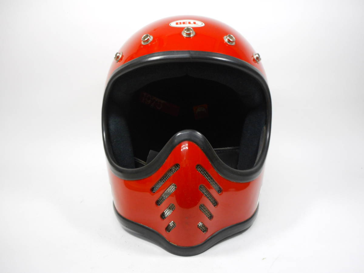 Sシェル！初期 70s BELL MOTO 3 赤 7 目深加工済み M ☆70年代 ベル