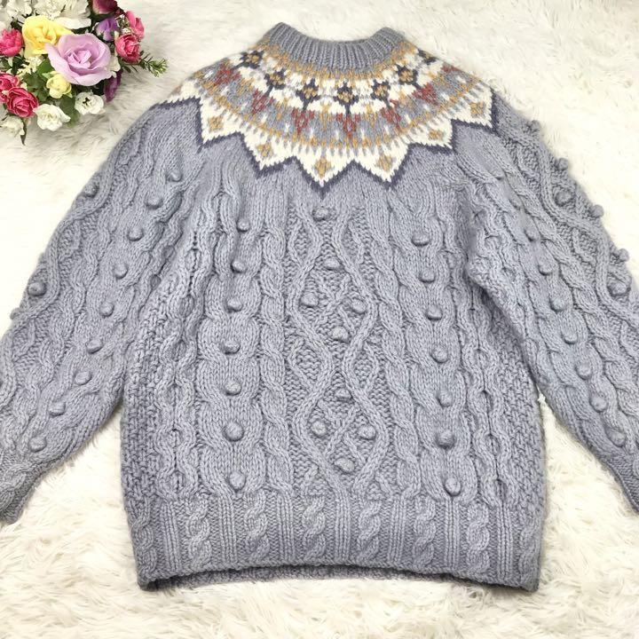 立体モチーフ まぁるい ぽんぽん たくさんのニット 肉厚 3D ウール