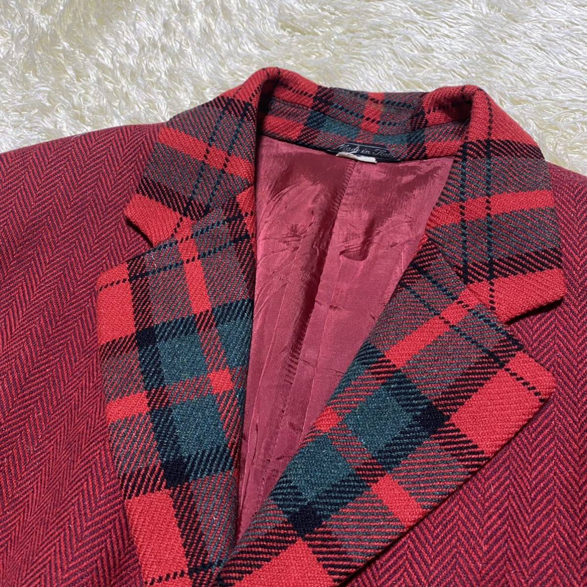 ロングコート チェック 赤 ジャンニヴェルサーチ 隠れた高級感 GIANNI