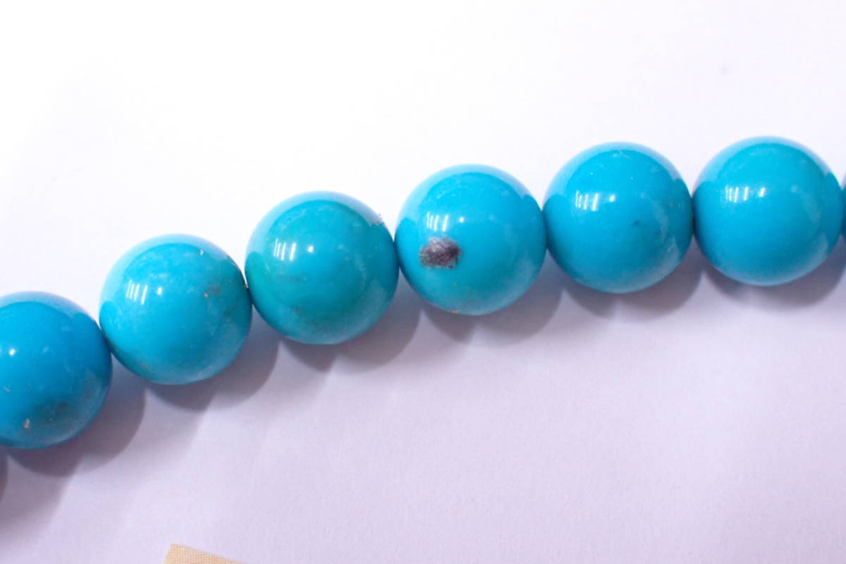 1円～ 最高級ジュエリー K18WG 天然トルコ石 7.9mm～8.3mm玉