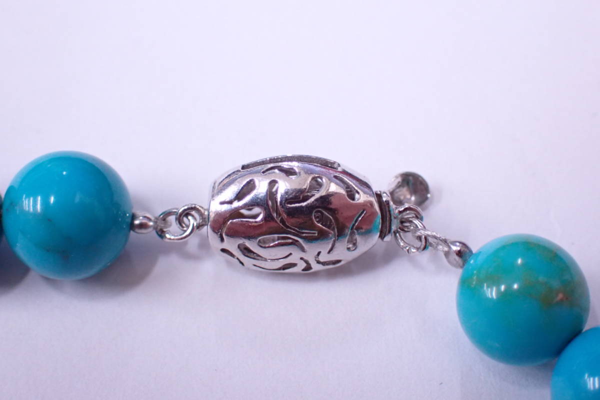 1円～ 最高級ジュエリー K18WG 天然トルコ石 7.9mm～8.3mm玉