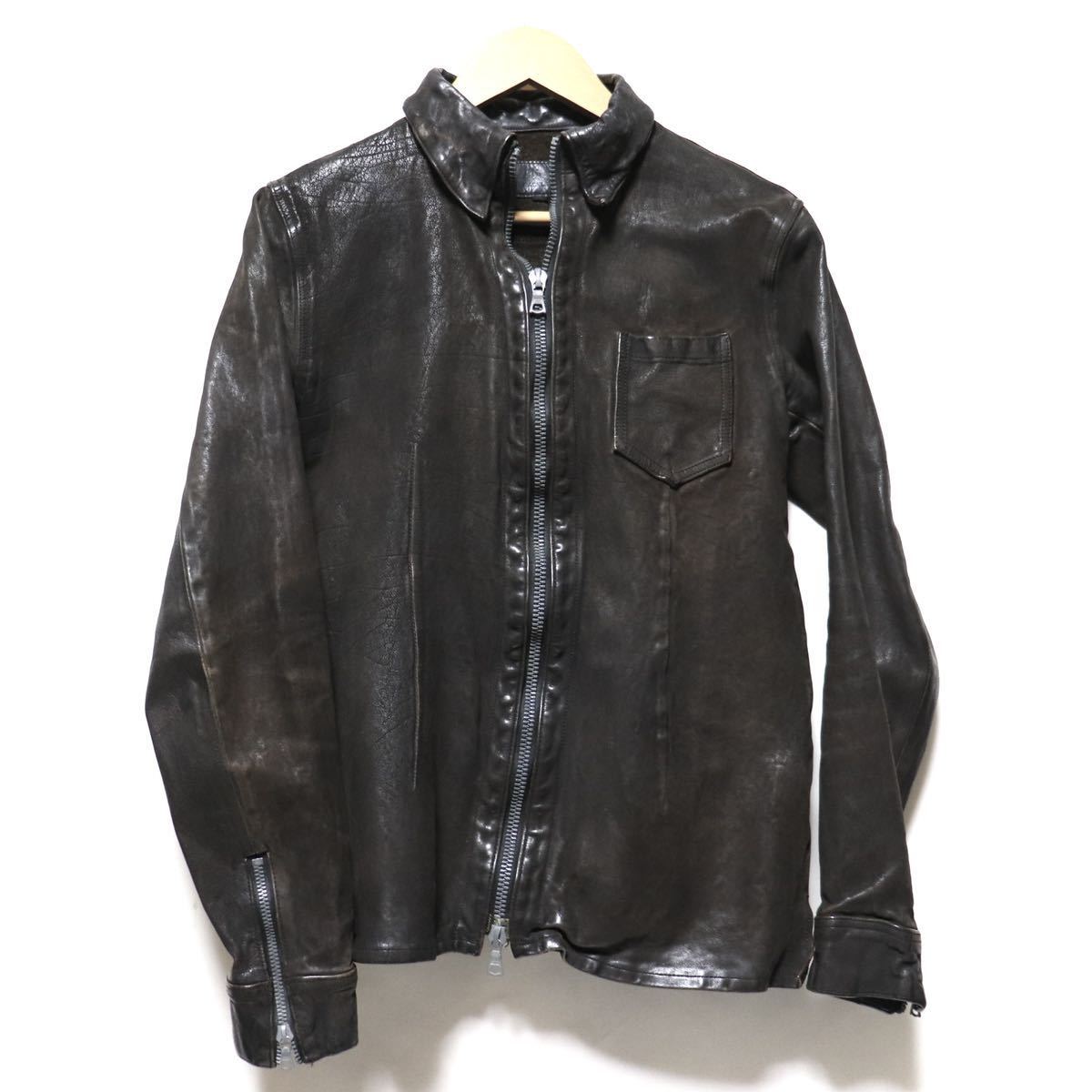 名作【ISAMU KATAYAMA BACKLASH】水牛革/レザージャケット ライダースジャケット/バックラッシュ/シングルライダース ジャケット ブルゾン