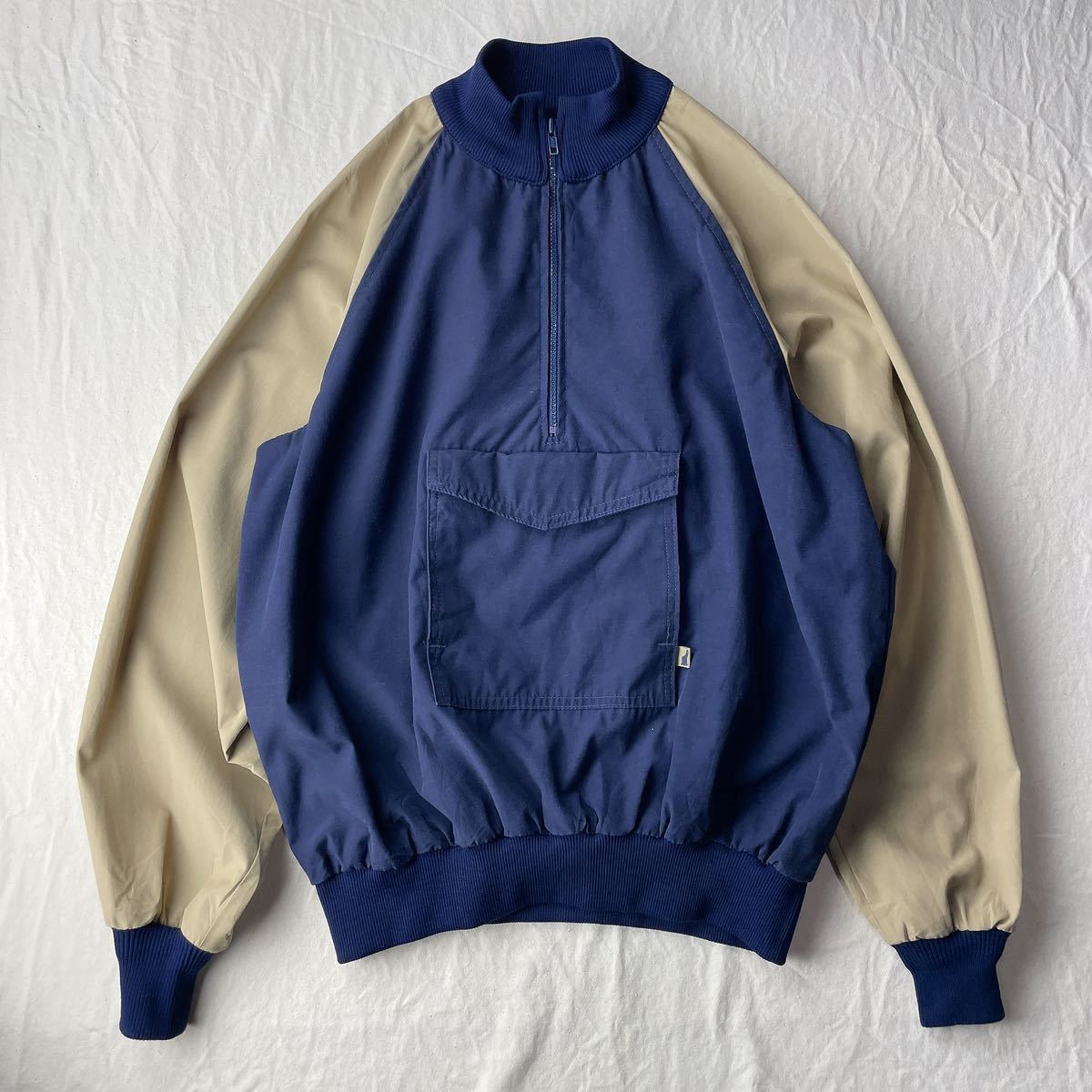 Mother Karen's g76 ハーフジップ ナイロンプルオーバー パウダーシャツ スキーウェアー ネイビー ベージュ メンズXLサイズ