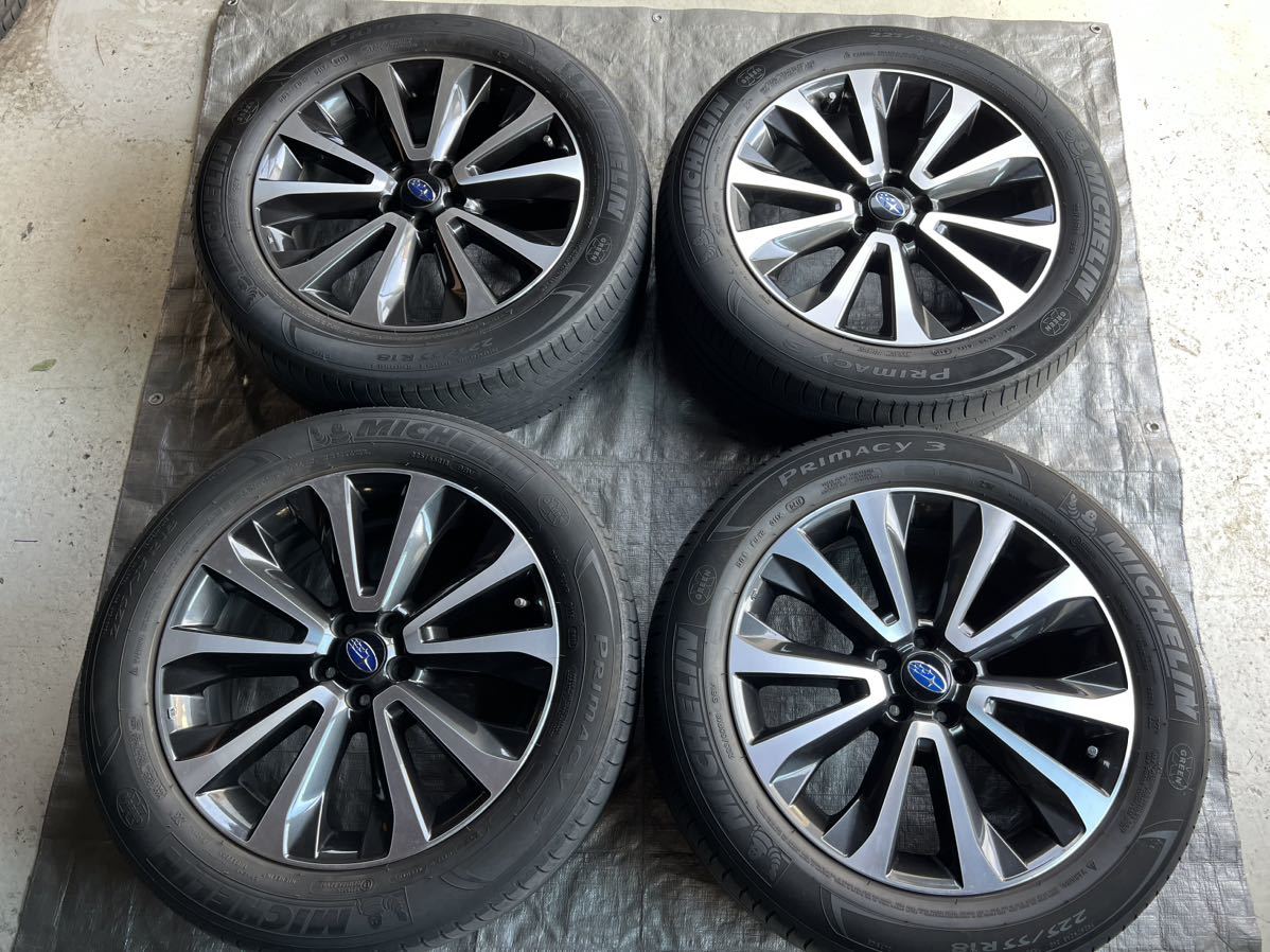 超美品/スバル フォレスター純正/18×7j+48/100/ミシュランPrimacy3/225 