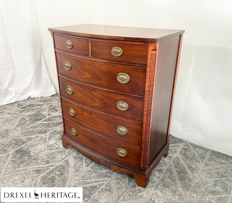 【米軍放出品】USA製 DREXEL/ドレクセル 5段チェスト ドレッサー アンティーク ビンテージ チェスト 収納家具 ☆TA19AM-W