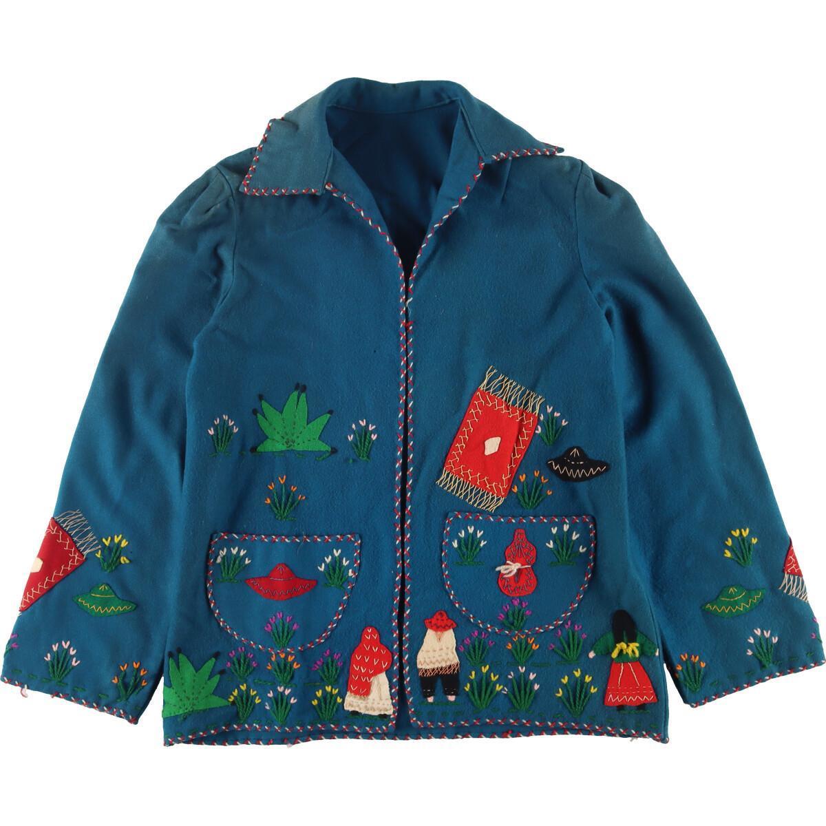 古着 50～60年代 ハンド刺繍 メキシカン ウールジャケット レディースM ヴィンテージ /eaa303333