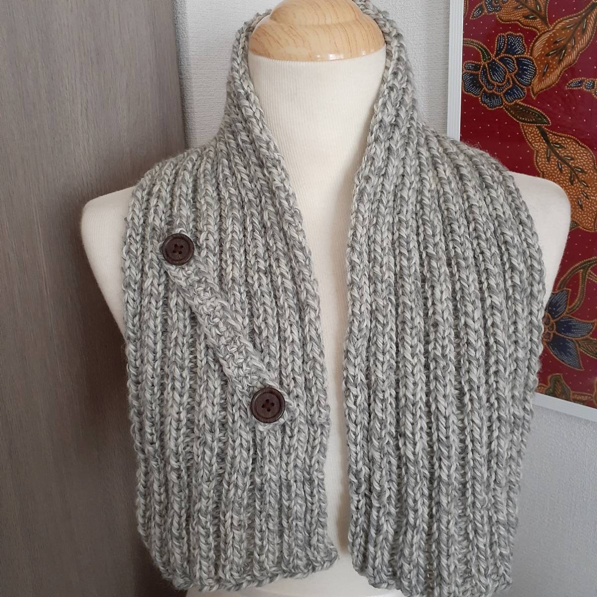 美品◎THOM BROWNE ケーブル編み マフラー 大判 グレー 美品◎THOM