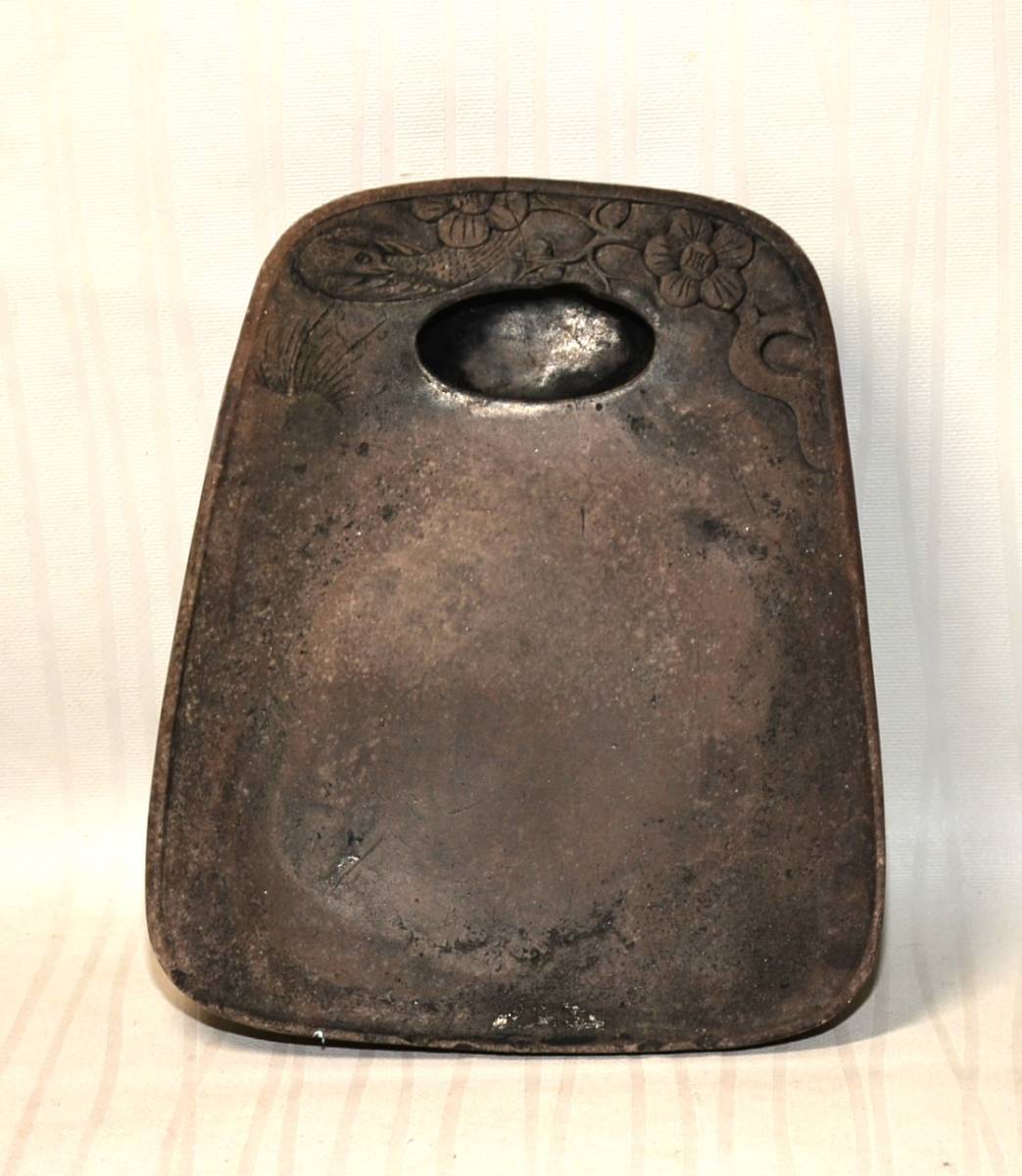 骨董品】中国 古墨 扇形硯箱 石材 風景彫刻 骨董品】中国 古墨 扇形