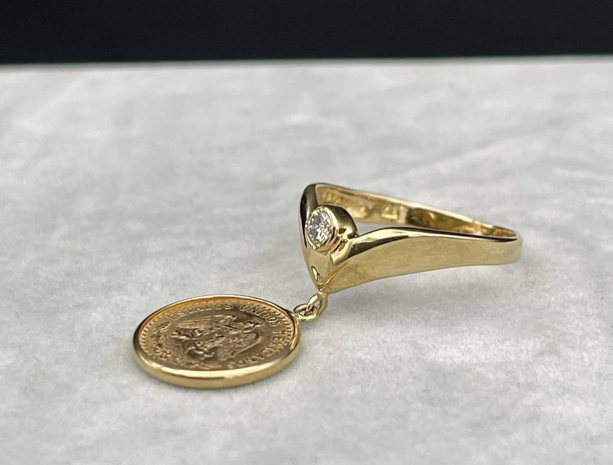 K21.6DOS PESOS K18コインリング K21.6⁄K18 ダイヤモンド