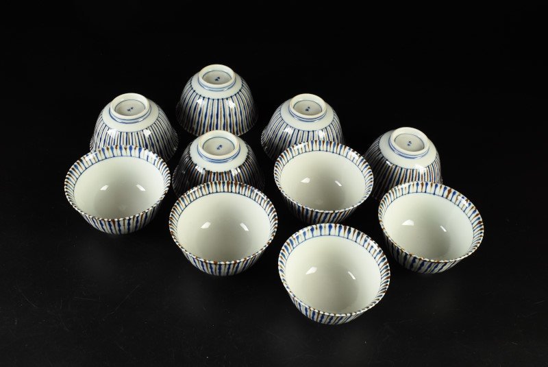 蓋茶碗 染付 蓋物 十客 古伊万里 七客 九谷燒金襴手人物