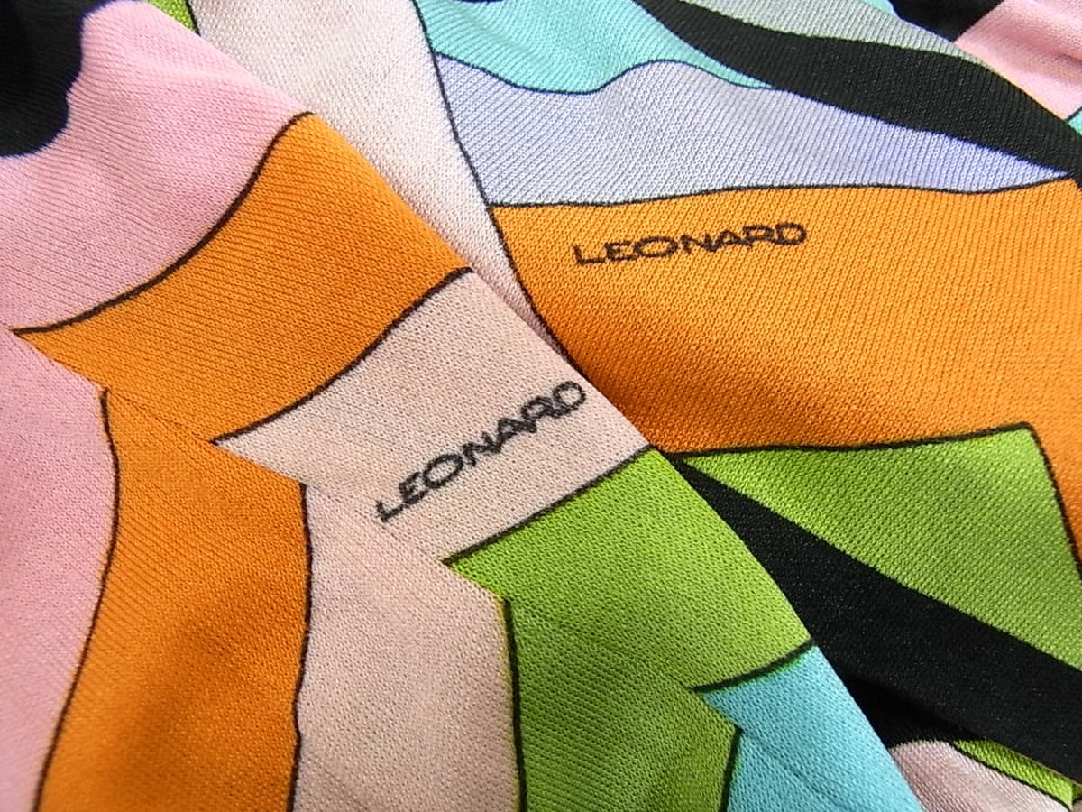 LEONARD PARIS　シルクプリントワンピース　ビー玉柄　ポロシャツ LEONARD PARIS シルクプリントワンピース ビー玉柄 ポロシャツ