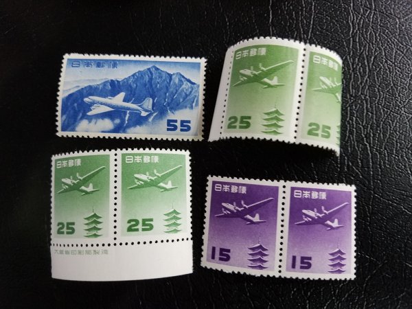 航空切手、銭単位の立山6種完揃、NH美品 立山航空銭単位6種完 未使用NH