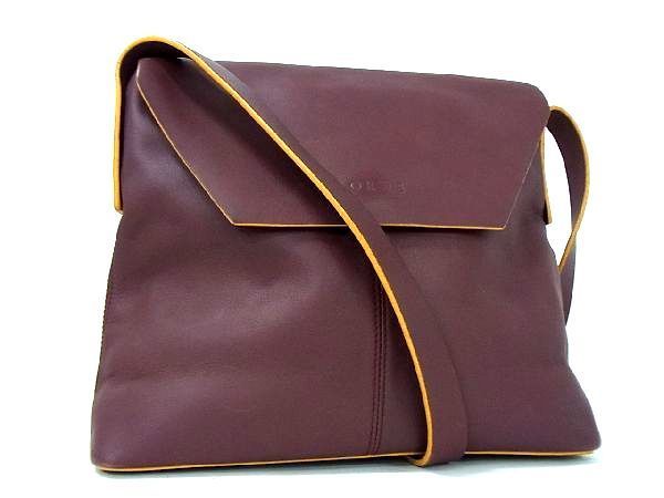 1円 ■美品■ LOEWE ロエベ レザー ワンショルダーバッグ 肩掛けかばん レディース ボルドー系 AI0677ｍN