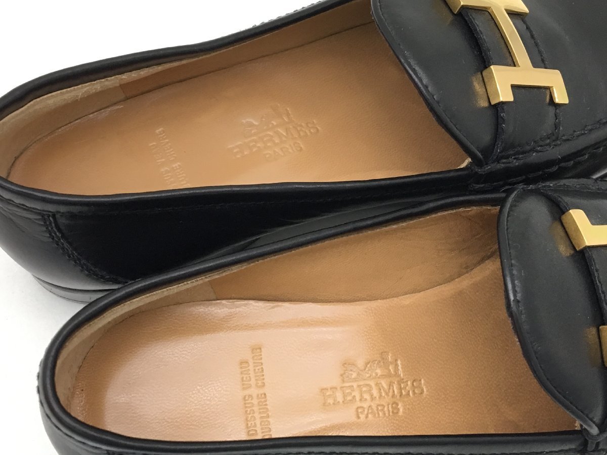 HERMES ローファーロゴブラウン箱保存袋付き