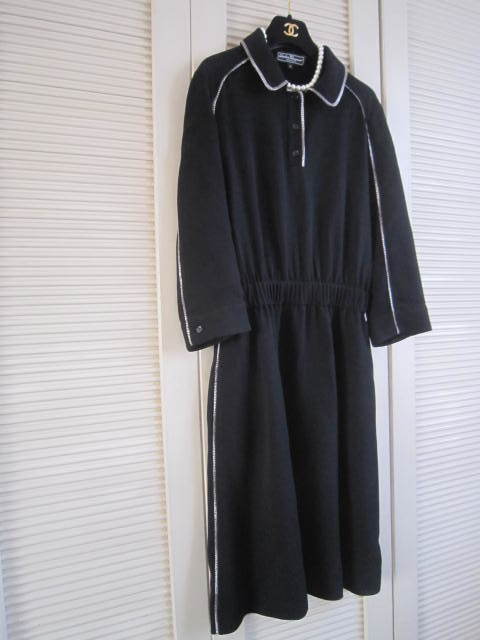クローゼット整理！FERRAGAMO 95%viscose・5%elastane / 100%silk piping 8分袖ワンピース・ドレス 40 試着のみ未使用