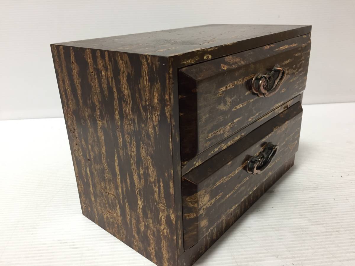 桜皮細工 引き出し 2個セット 樺細工・三段×二つ小引出し・