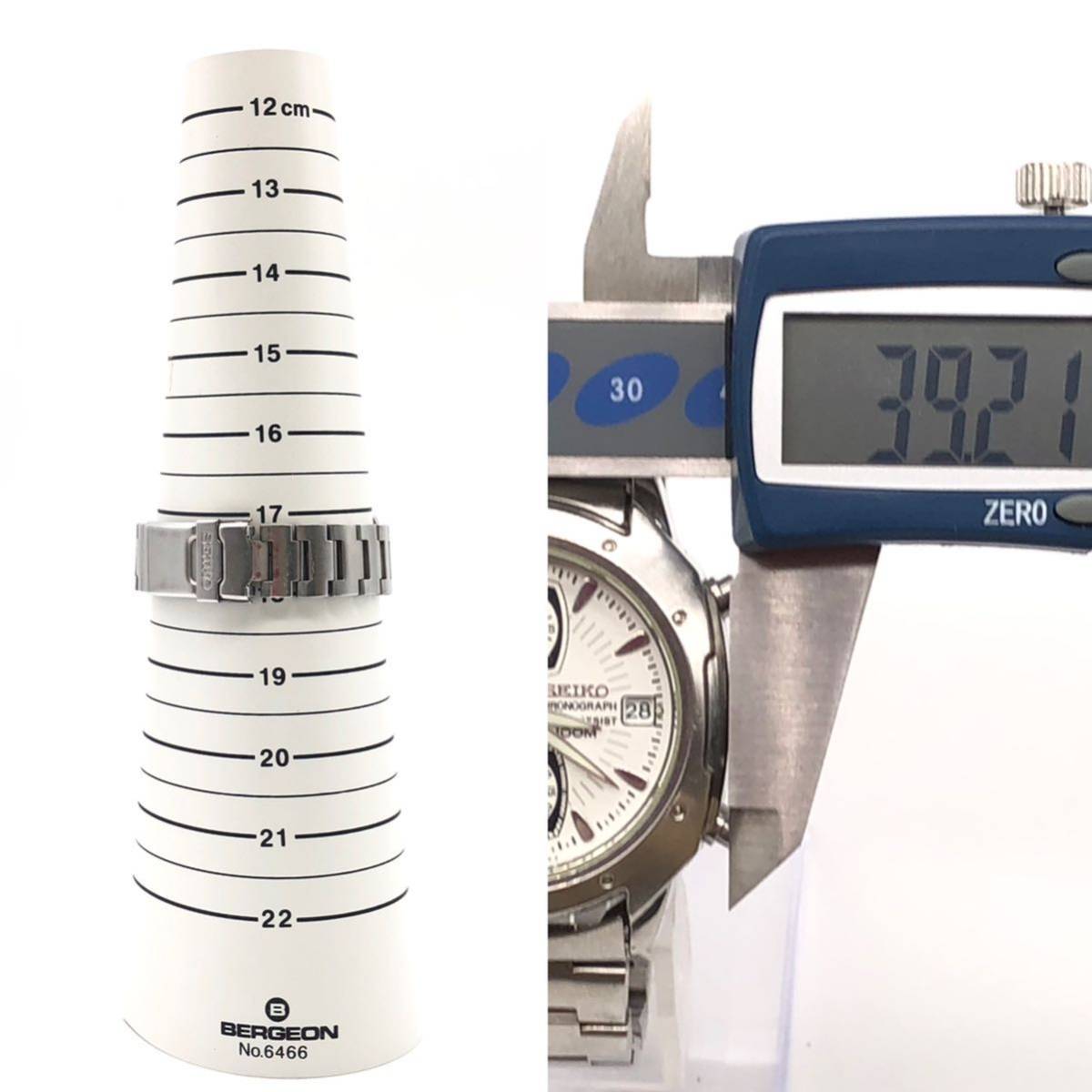 稼働品】 SEIKO セイコー クロノグラフ 100M デイト QZ 白文字盤 