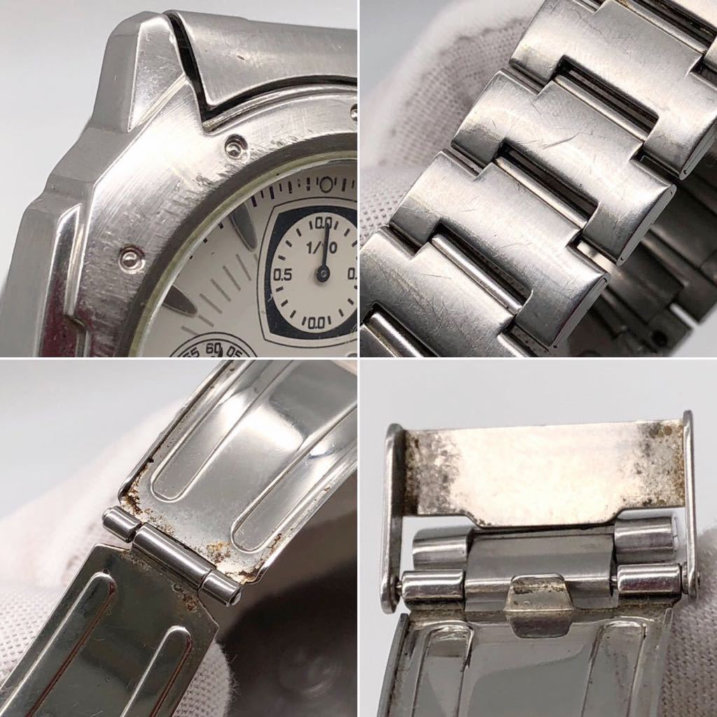 稼働品】 SEIKO セイコー クロノグラフ 100M デイト QZ 白文字盤 