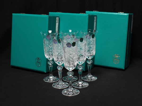 美品 シャンパングラス ボヘミア クリスタル 6点セット Maia